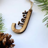 Initial with Name Wood Christmas Ornament