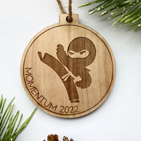 Ninja Engraved Wood Christmas Ornament