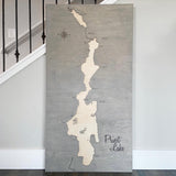 Priest Lake, Idaho Custom Engraved 3-D Wood Map Wall Hanging