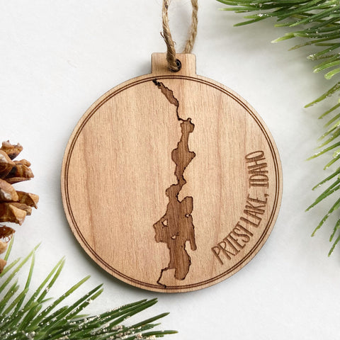 Priest Lake Engraved Christmas Ornament