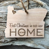 Oregon Wood  Christmas Ornament - First Christmas in our new HOME