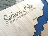 Sacheen Lake, Washington - Custom Engraved 3-D Wood Map Wall Hanging