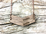 Mama Chevron Wood Engraved Name Necklace